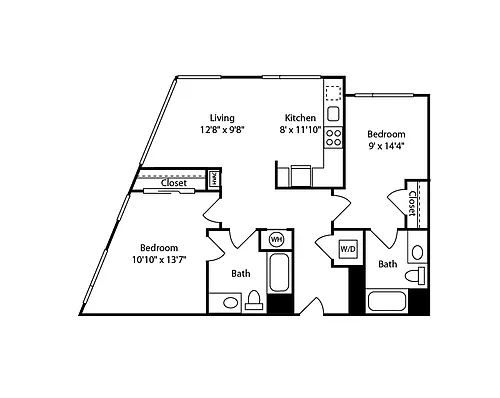 Floor plan 2 Bed/2 Bath-B36