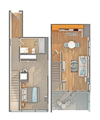Floor plan 1x1 TH - A