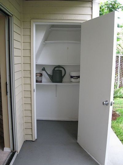 Private storage from patio.