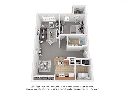 Floor plan One Bedroom One Bath (b)