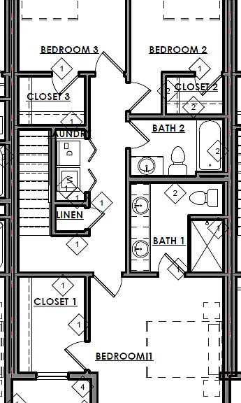 3 Bedroom Unit - Second Floor Plan