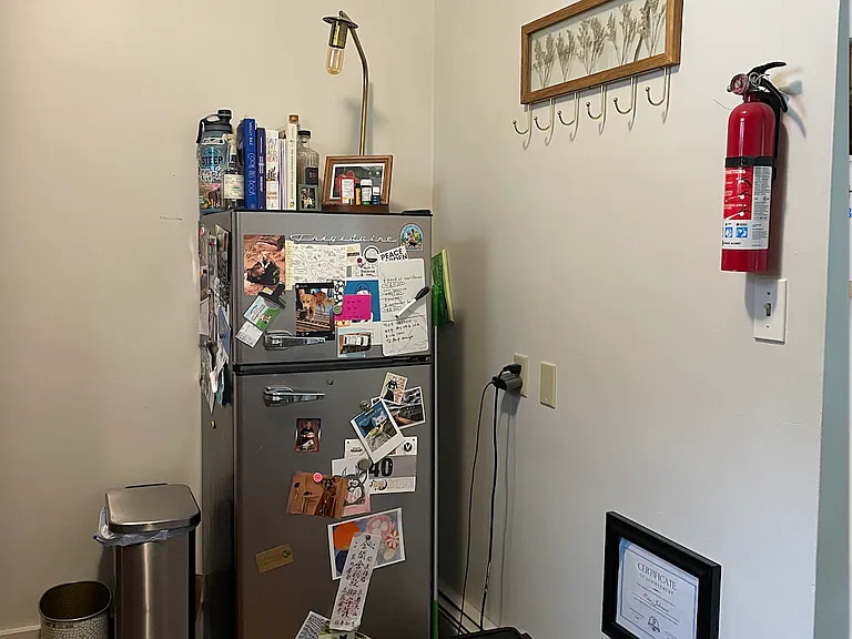 Kitchen, with refrigerator.
