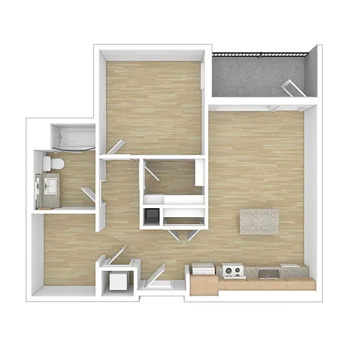 Floor plan 1 Bedroom 1 Bathroom with Den - Workforce/Income P