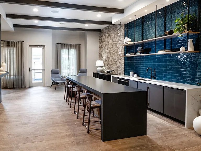 Resident lounge with entertaining kitchenette
