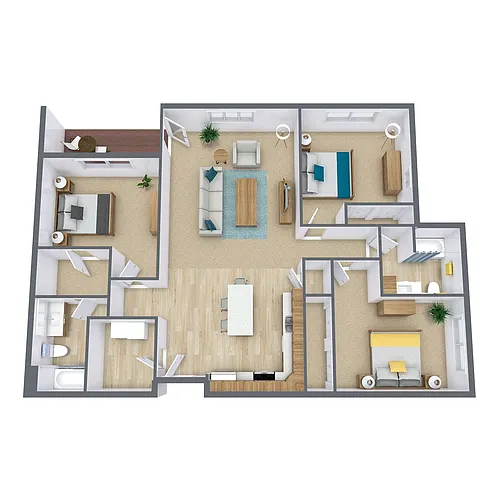 Floor plan Three Bedroom 32C