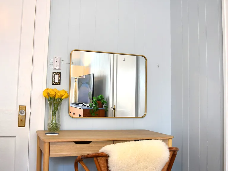 Can be an office desk or a vanity