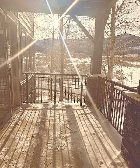 deck at dusk
