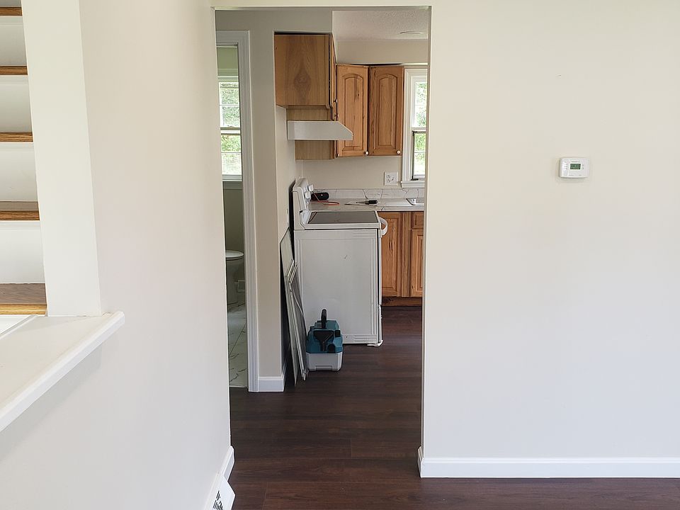 view from living room into kitchen