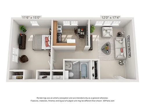 Floor plan 1-Bedroom 1-Bathroom