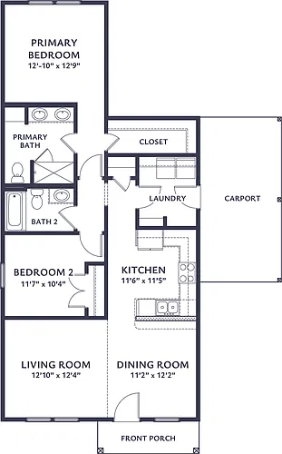 Floor plan 2 BR/2 BA/ CARPORT