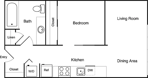 Floor plan 1 Bedroom A- Income Restricted