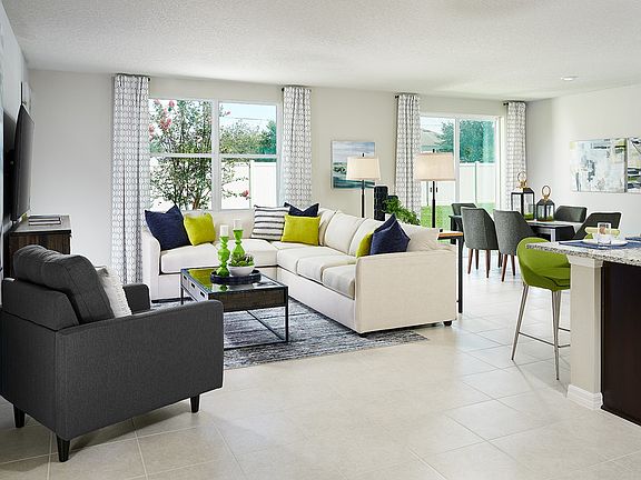 Great room of the Foxglove plan modeled at Lucerne Park Reserve.