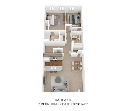 Floor plan Two Bedroom - 1,096 sqft