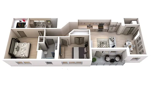 Floor plan Two Bedroom Two Bath (1,030)