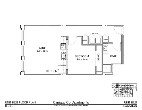 Floor plan c1-807 - 1 bed, 1 bath