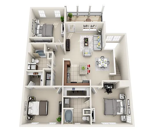 Floor plan Metropolitan LUX | 3 Bedroom 2 Bathroom with Attac