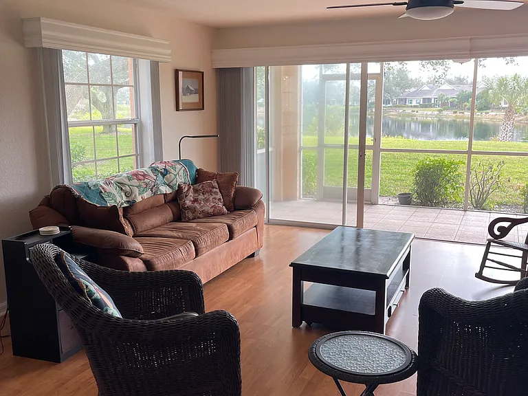 Living room with lake view