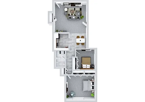Floor plan 2 Bedroom x 1 Bathroom Classic Floor Plan