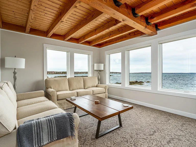 The second floor living room with the panoramic ocean views