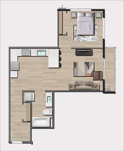 Floor plan 1 Bedroom, 1 Bath A5