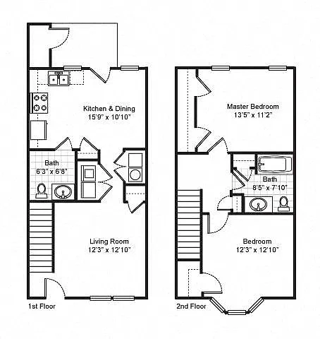 Floor plan Two Bedroom Townhome