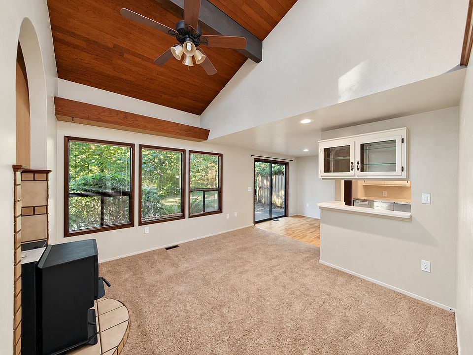 Bright living room and dining area