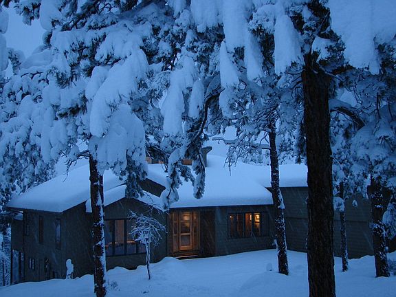 Front of home in snow