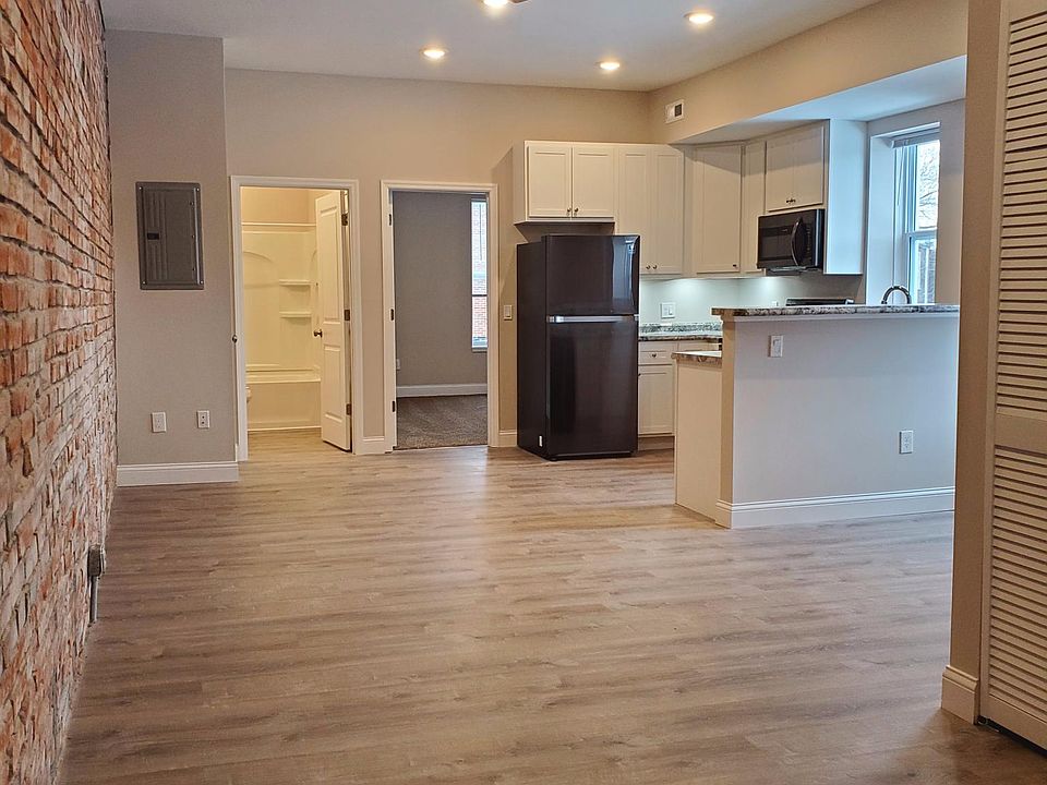 Kitchen with open living area