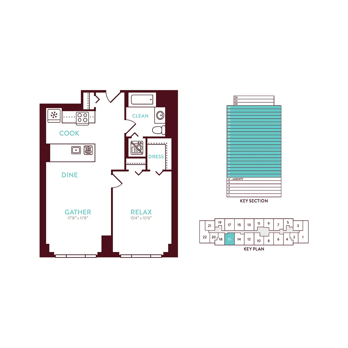 Floor plan 1 Bedroom 1 Bath G