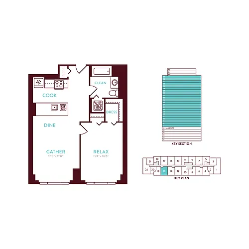 Floor plan 1 Bedroom 1 Bath G