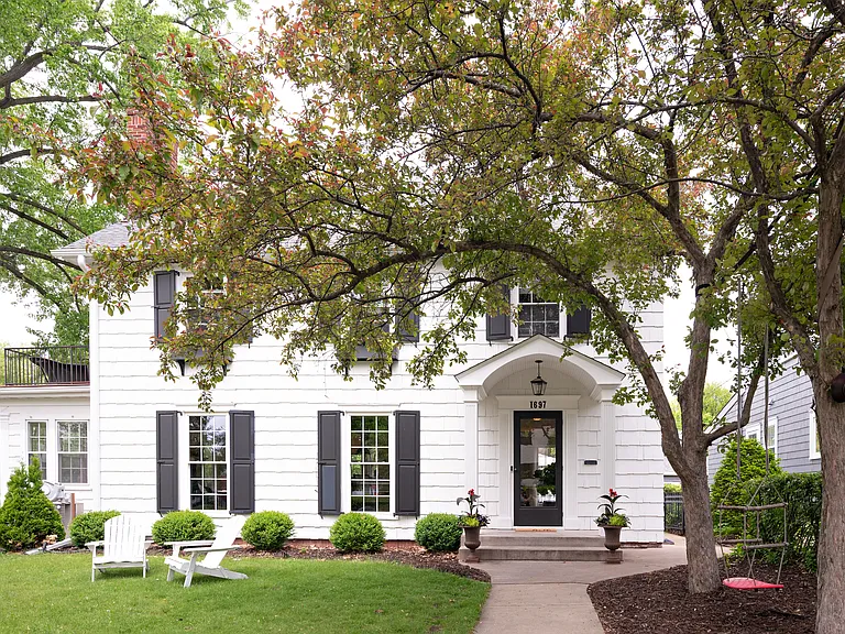 Charming entrance to this home situated on a corner lot.