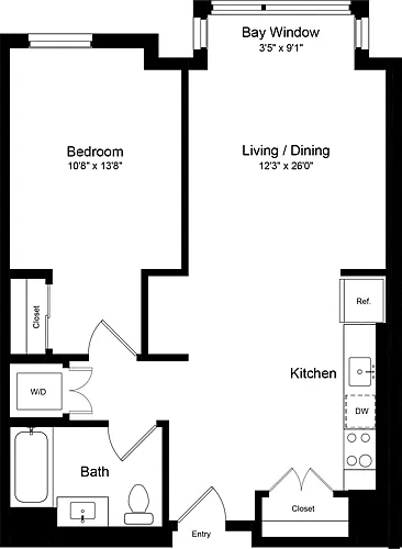 Floor plan 1 Bedroom K