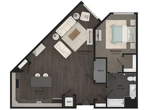 Floor plan 1 Bed/1 Bath-A18