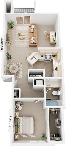 Floor plan One Bedroom End
