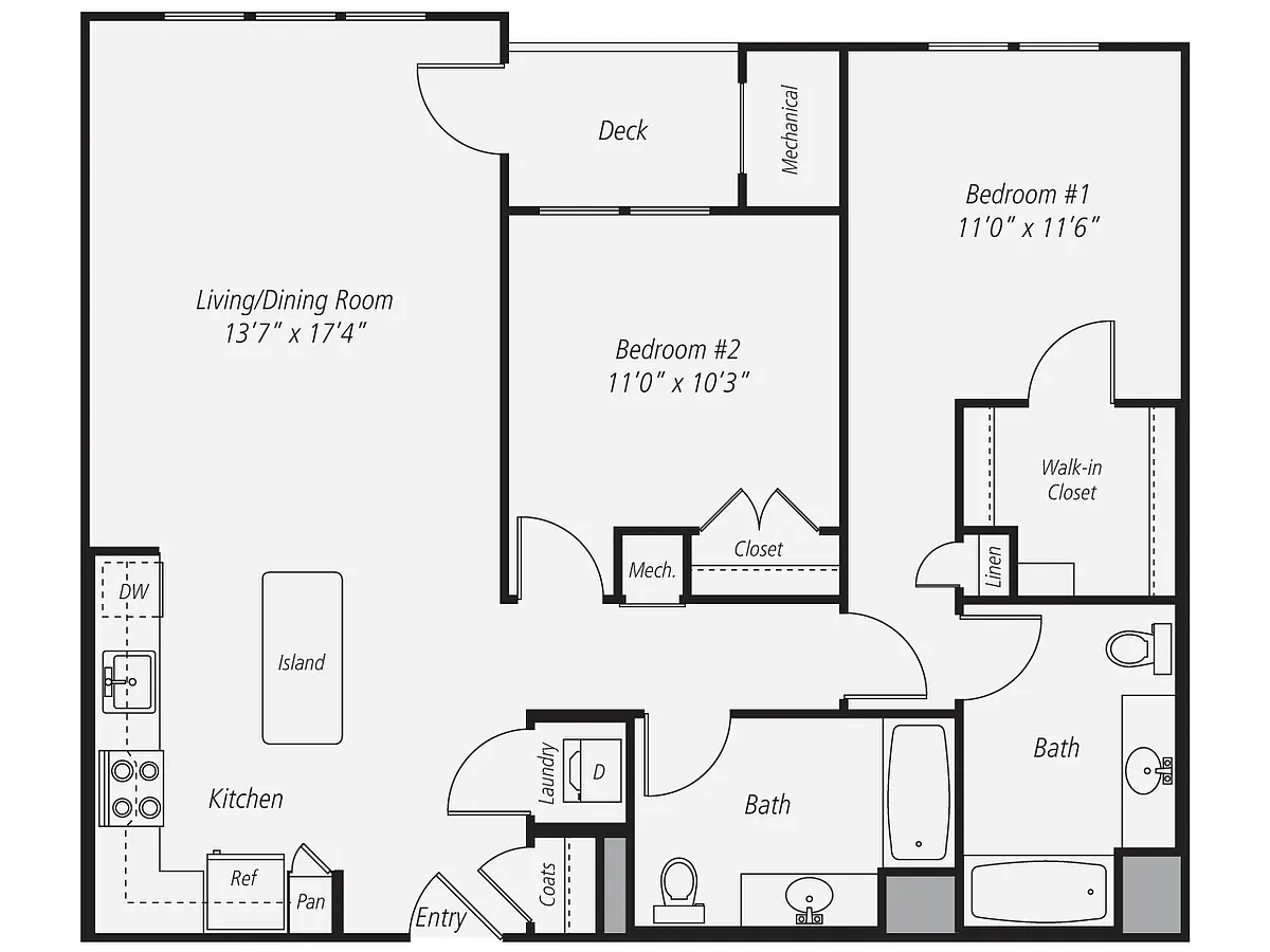 Floor plan 2 Bed/2 Bath-B5