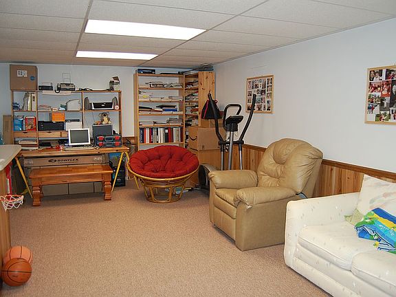 family room in basement