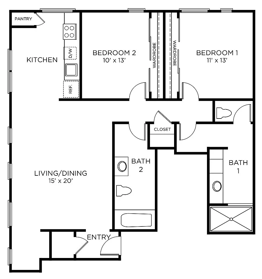 Floor plan B1 - 2X2