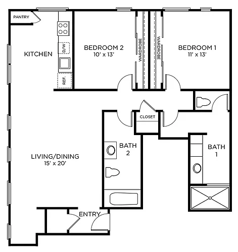 Floor plan B1 - 2X2