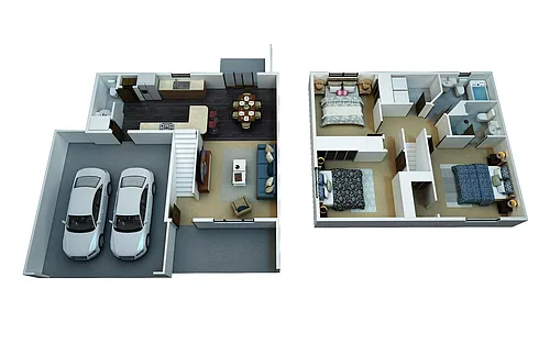 Floor plan Townhome Style 3 Bedrooms 2.5 Bathrooms