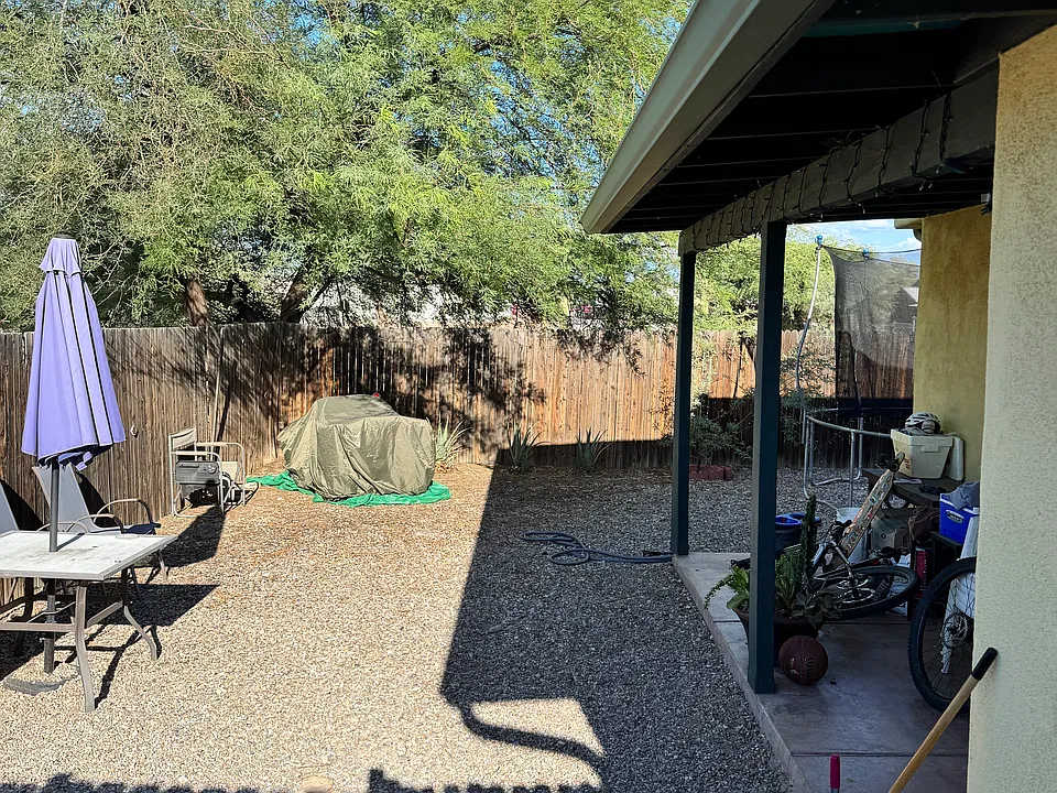 enclosed yard - dog door is off the porch