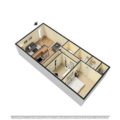 Floor plan 2 Bed 1 Full 1 Half Bath No Hookups