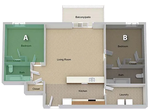 Floor plan By The Person Pricing - Two Bedroom