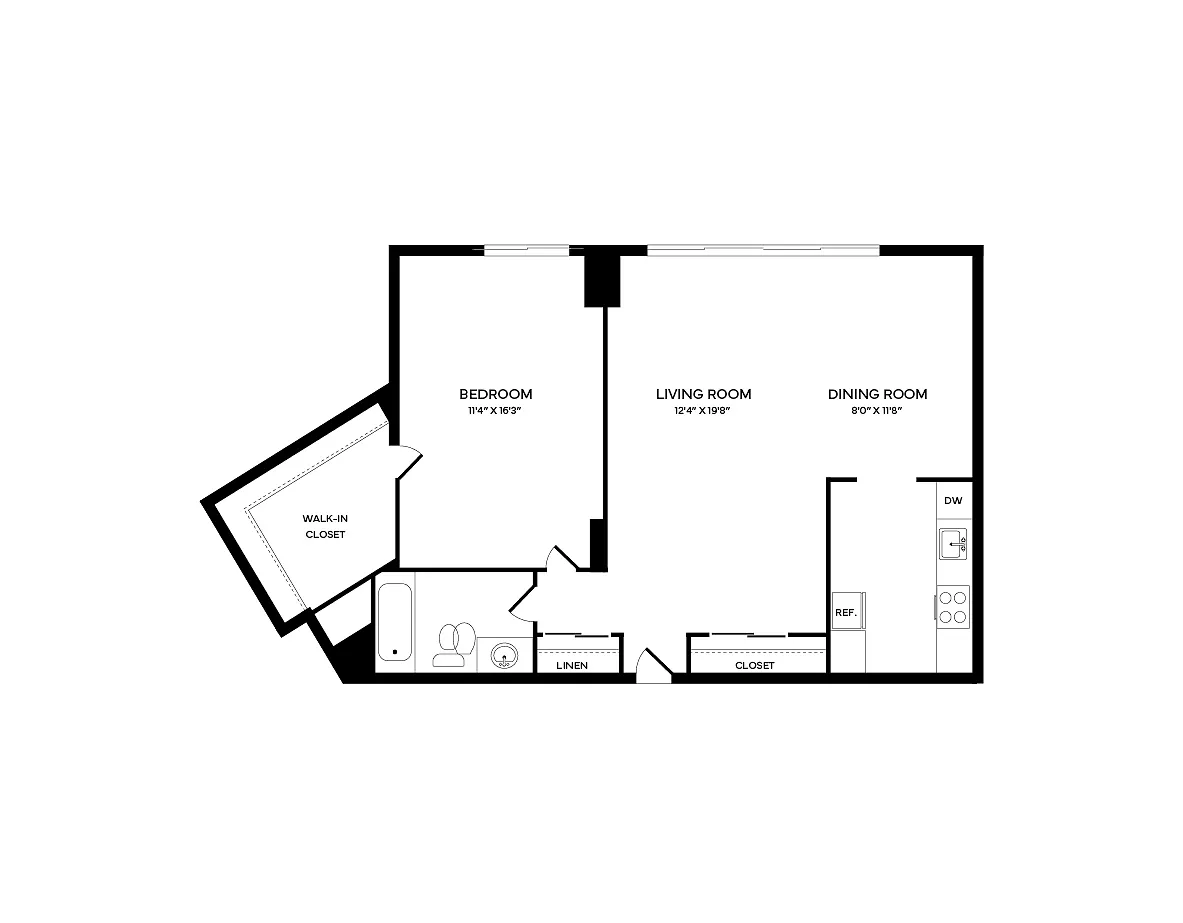 Floor plan 1 Bedroom D