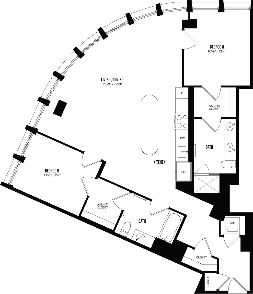 Floor plan 2 Bed/2 Bath-F2A