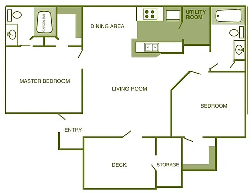 Floor plan Two Bedroom Two Bathroom