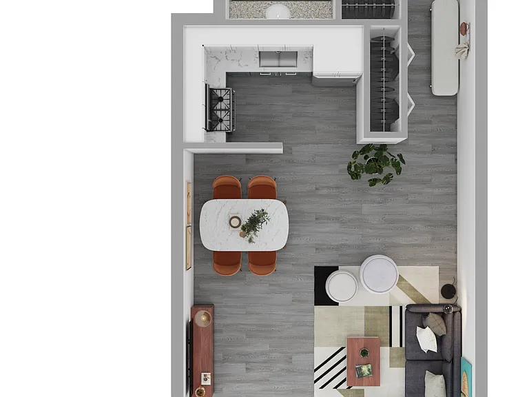 Florence Floorplan: Studio/1Bath 450-sq-ft Florence Floorplan: Studio/1Bath 450-sq-ft