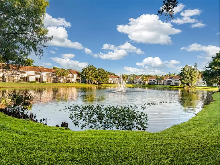 Lake with fountain