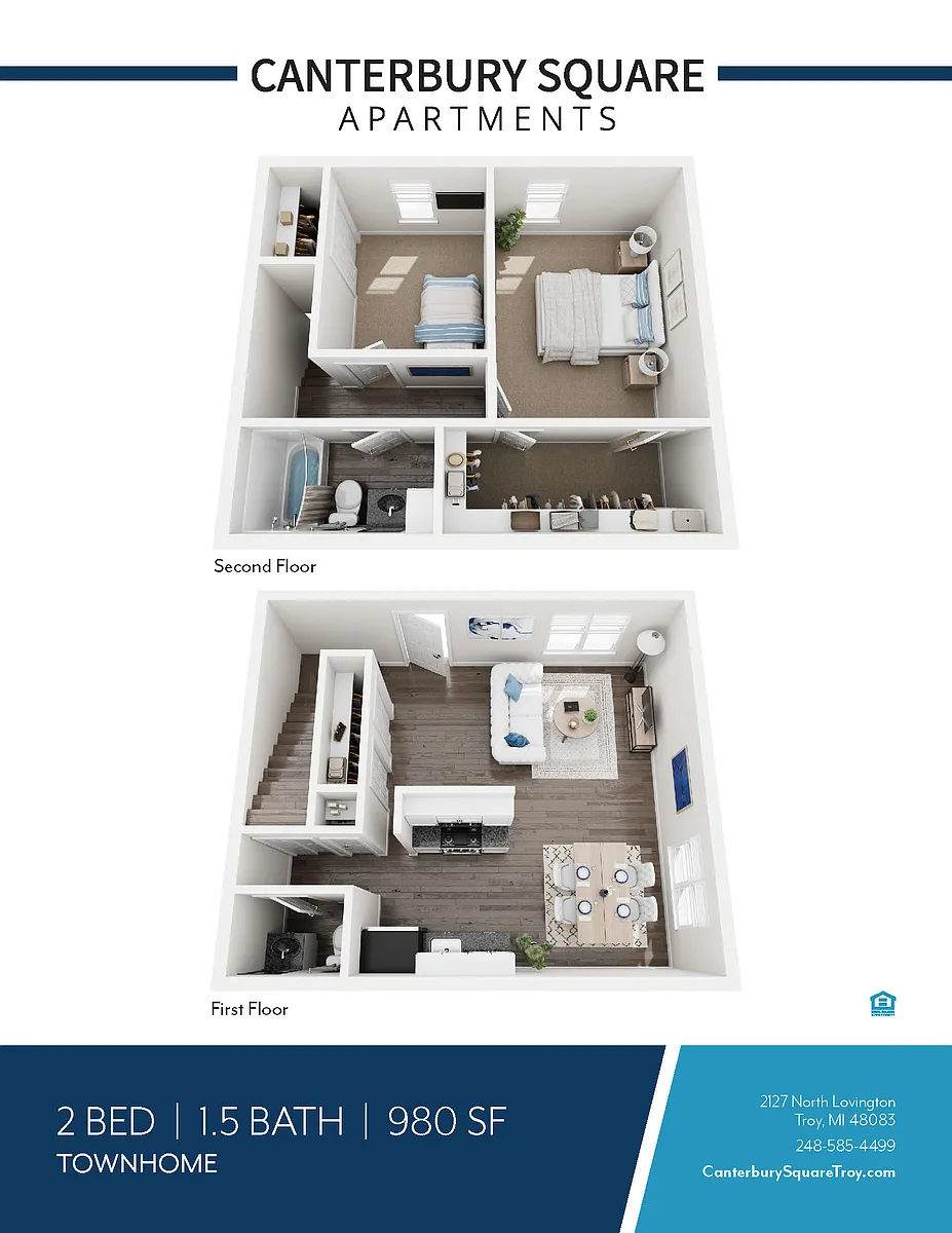 Floor plan 2 Bedroom 1.5 Bathroom Townhouse