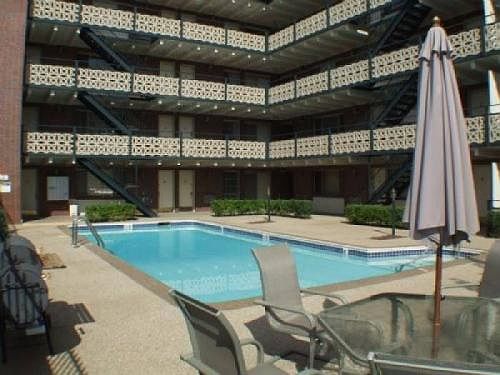 outdoor pool and lounge area