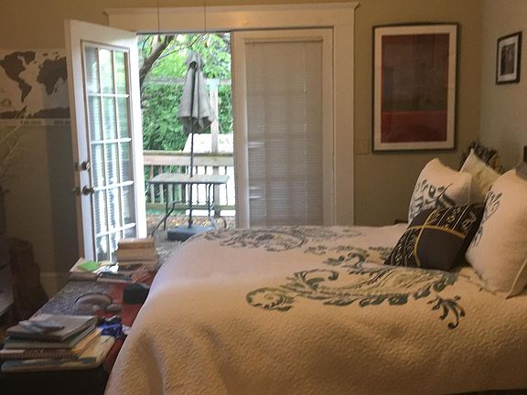 bedroom with french doors to back deck